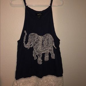 Elephant tank top with lace detail